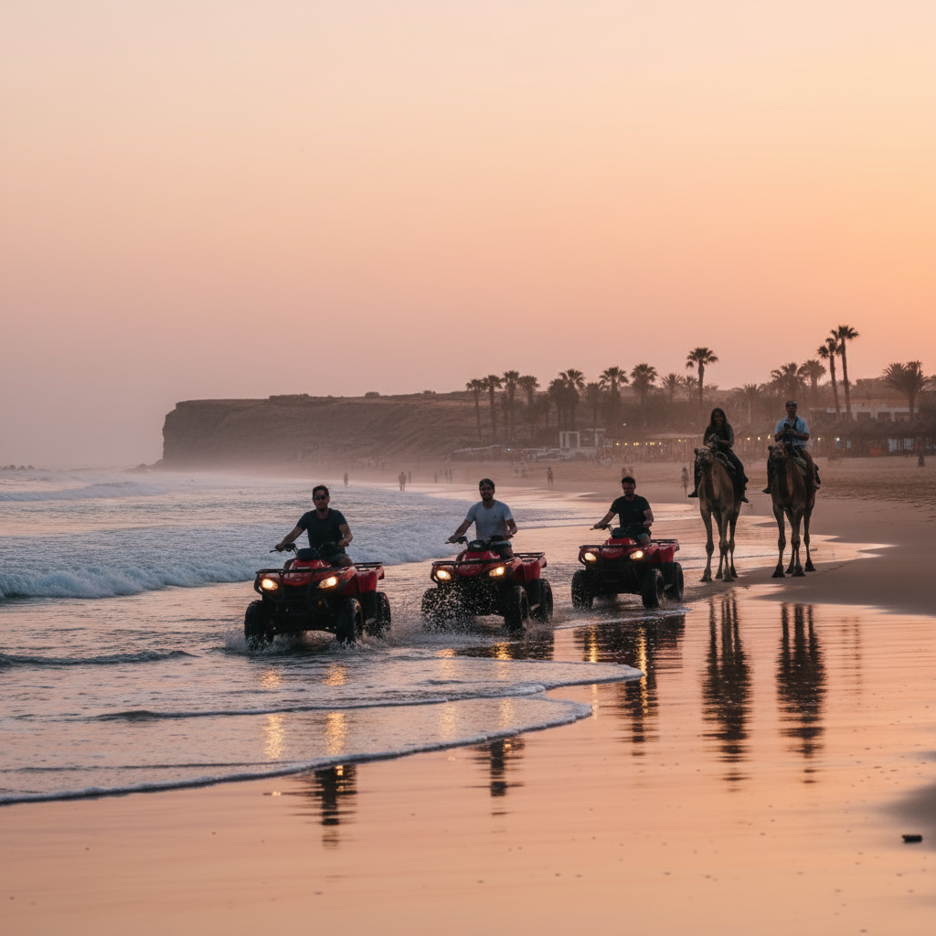 Agadir & Taghazout Sunset Quad biking Beach Adventure & Camel Ride